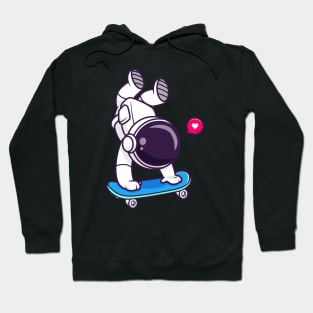 Cute Astronaut Playing Skateboard Cartoon Hoodie